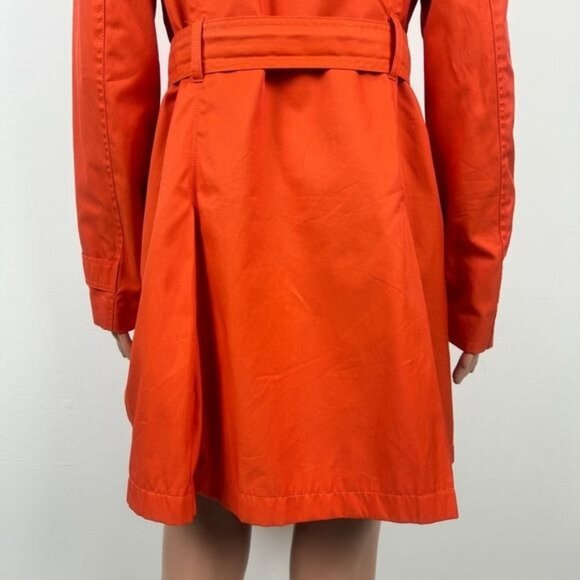 MICHAEL Michael Kors Single Breasted Pleated Trench Coat Rain Orange Size Medium - Picture 10 of 15